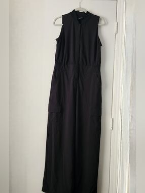 Athleta Brooklyn Utility Cargo Jumpsuit Wide Leg in Black.  #824834